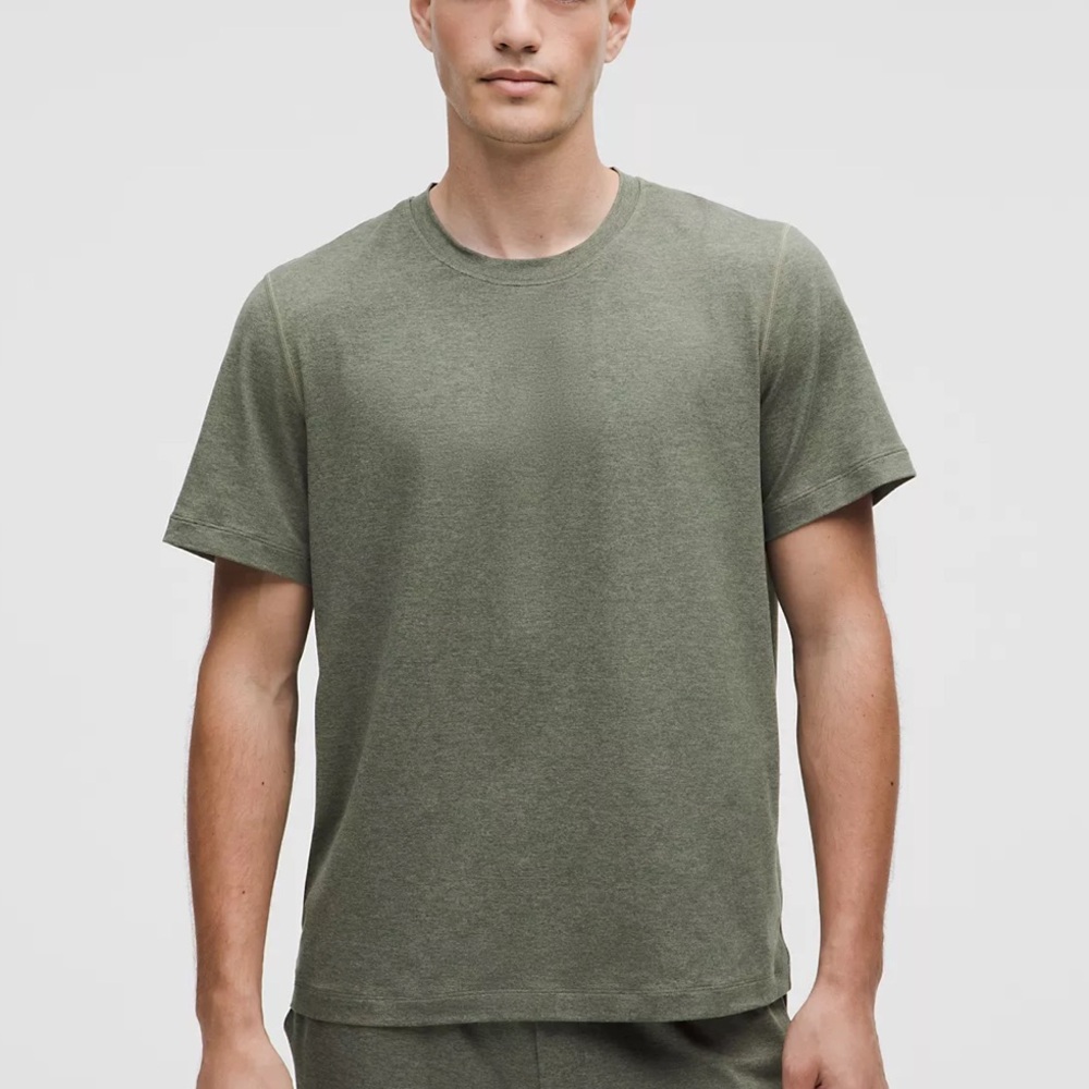 Soft Jersey Short-Sleeve Shirt- Heathered Slate Brown/Heathered
Army Green